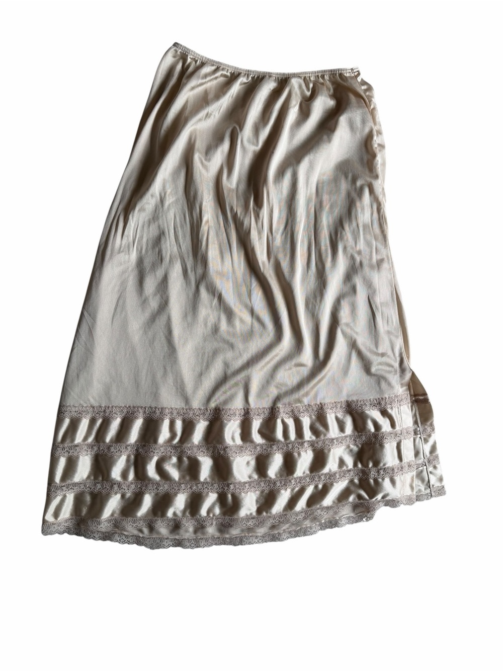 🌟Sears Vintage Cream Midi Slip Skirt with Lace Trim